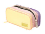 Trousse liderpapel funky 3 fermetures eclair jaune rose  et lilas  220x100x65mm – Image 6