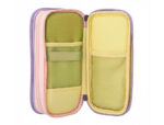 Trousse liderpapel funky 3 fermetures eclair jaune rose  et lilas  220x100x65mm – Image 8