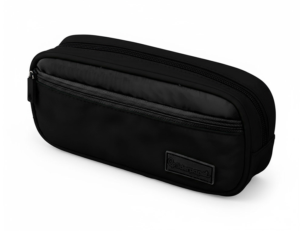 9171454g-1.jpg Trousse liderpapel duo 2 fermetures eclair avec poche a l'avant coloris noir 220x90x50mm – Image 1