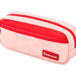 Trousse liderpapel duo 2 fermetures eclair avec poche  a l'avant coloris rose        20x90x50mm