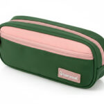 Trousse liderpapel duo 2 fermetures eclair avec poche  a l'avant coloris vert        militaire 220x90x50mm