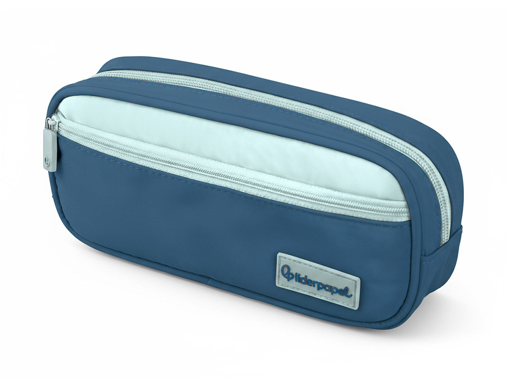 9171458g-1.jpg Trousse liderpapel duo 2 fermetures eclair avec poche a l'avant coloris bleu fonce 220x90x50mm – Image 1