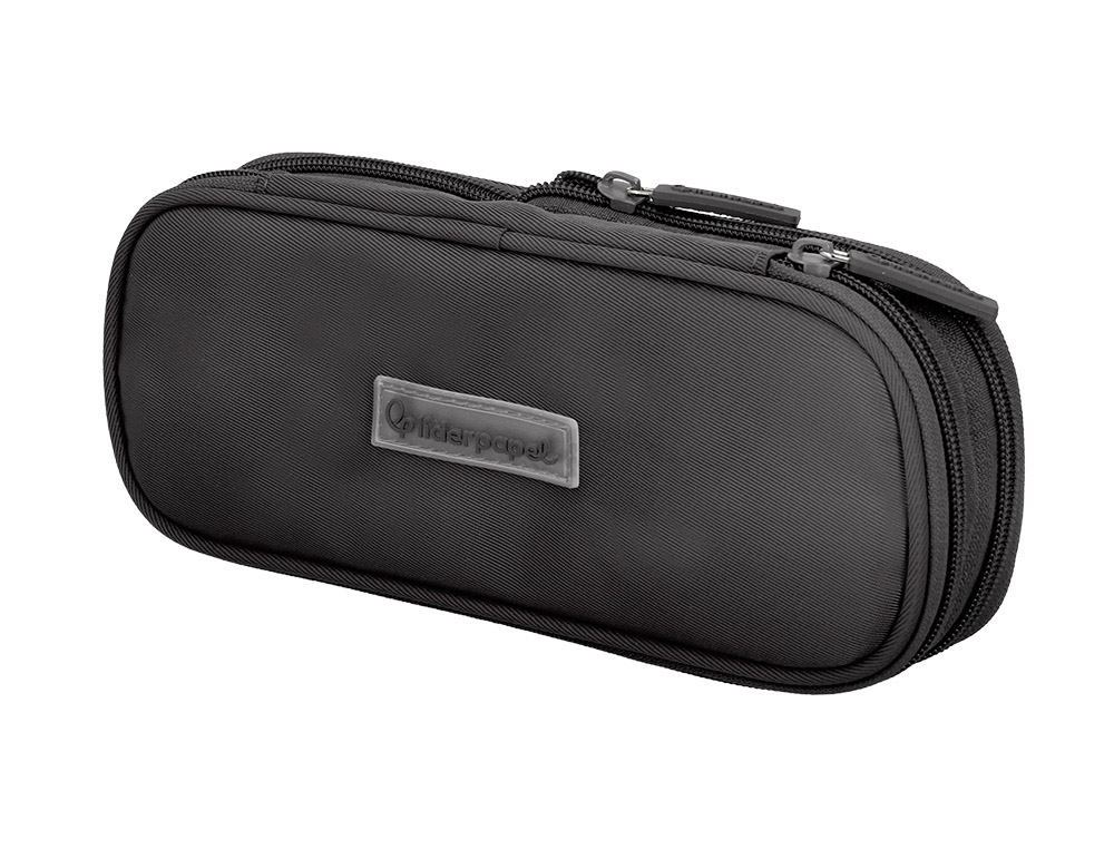 9171460g-1.jpg Trousse liderpapel color pop 2 fermetures eclair avec 1 compartiment extensible coloris noir 230x60mm – Image 1