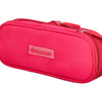 Trousse liderpapel color pop 2 fermetures eclair avec 1    compartiment extensible       coloris rose fuschia 230x60mm