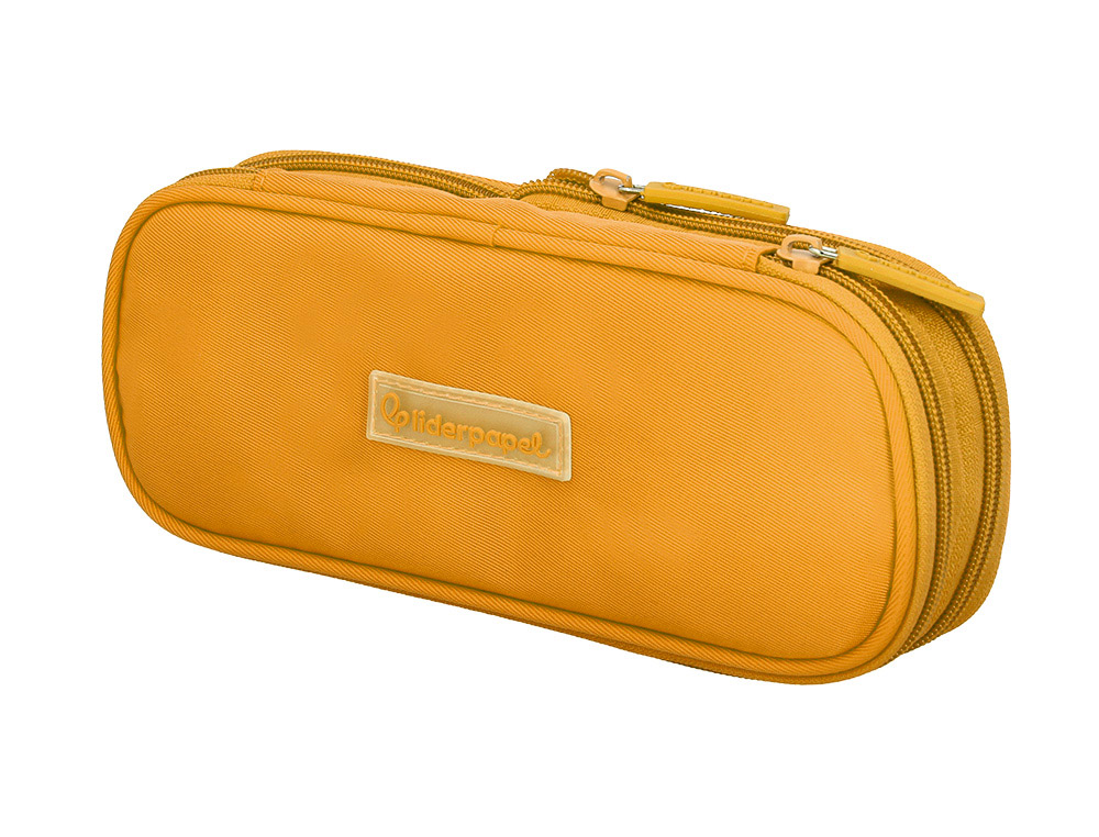9171463g-1.jpg Trousse liderpapel color pop 2 fermetures eclair avec 1 compartiment extensible coloris jaune 230x60mm – Image 1