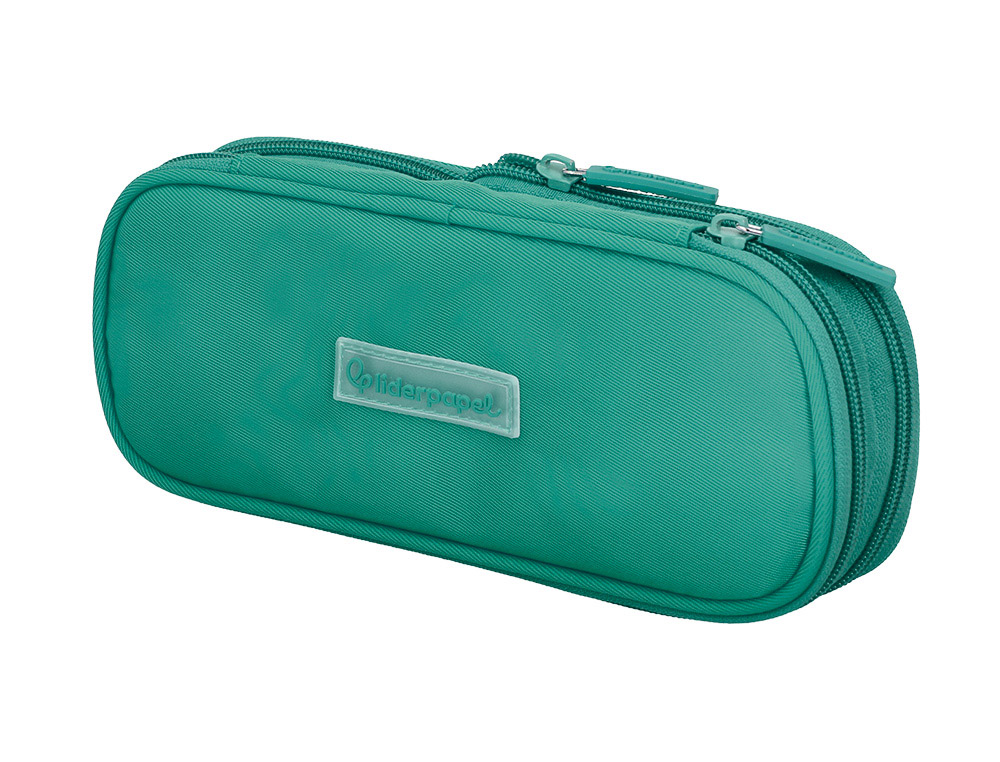9171464g-1.jpg Trousse liderpapel color pop 2 fermetures eclair avec 1 compartiment extensible coloris turquoise 230x60mm – Image 1