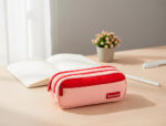 Trousse liderpapel duo 3 fermetures eclair avec poche  a l'avant coloris rose        220x90x70mm – Image 7