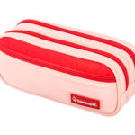 Trousse liderpapel duo 3 fermetures eclair avec poche  a l'avant coloris rose        220x90x70mm