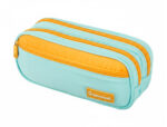 Trousse liderpapel duo 3 fermetures eclair avec poche  a l'avant coloris bleu clair  220x90x70 mm