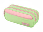 Trousse liderpapel duo 3 fermetures eclair avec poche  a l'avant coloris vert pastel 220x90x70mm – Image 3