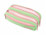 Trousse liderpapel duo 3 fermetures eclair avec poche  a l'avant coloris vert pastel 220x90x70mm – Image 6