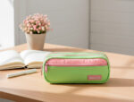 Trousse liderpapel duo 3 fermetures eclair avec poche  a l'avant coloris vert pastel 220x90x70mm – Image 7