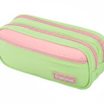 Trousse liderpapel duo 3 fermetures eclair avec poche  a l'avant coloris vert pastel 220x90x70mm