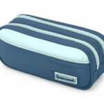 Trousse liderpapel duo 3 fermetures eclair avec poche  a l'avant coloris bleu fonce  220x90x70mm