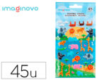 Autocollants imaginovo cute animaux safari en relief      190x105 mm sous blister