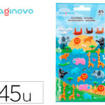 Autocollants imaginovo cute animaux safari en relief      190x105 mm sous blister