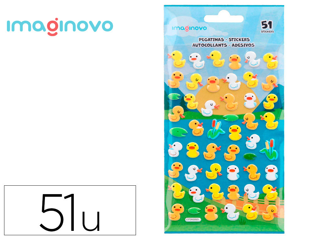 9171625g-1.jpg Autocollants imaginovo cute animaux canard en relief 190x105 mm sous blister – Image 1