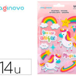 Autocollants imaginovo licornes magic dreams en      relief 210x130 mm sous        blister