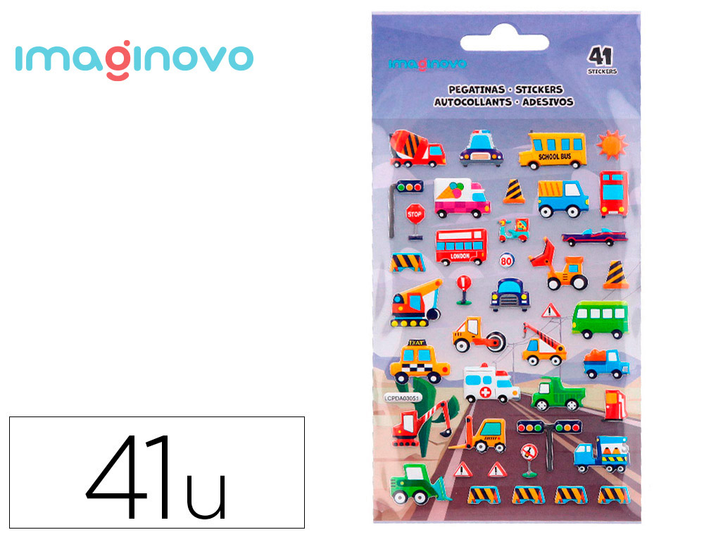 9171642g-1.jpg Autocollants imaginovo kids voitures en relif 190x105 mm sous blister – Image 1