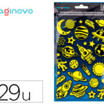 Autocollants imaginovo lumineux planetes en relif    190x105 mm sous blister