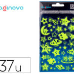 Autocollants imaginovo lumineux etoiles en relif     190x105 mm sous blister