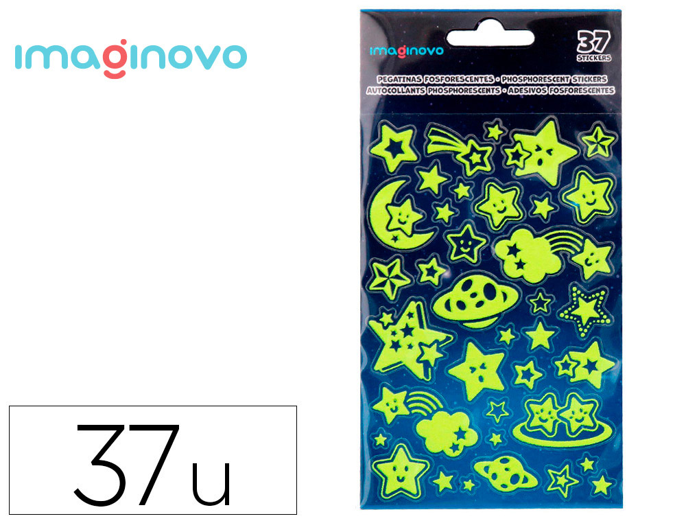 9171645g-1.jpg Autocollants imaginovo lumineux etoiles en relif 190x105 mm sous blister – Image 1