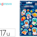 Autocollants imaginovo lumineux astronautes en relif 250x145 mm sous blister