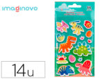 Autocollants imaginovo lumineux dinosaures en relif  190x105 mm sous blister