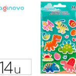 Autocollants imaginovo lumineux dinosaures en relif  190x105 mm sous blister