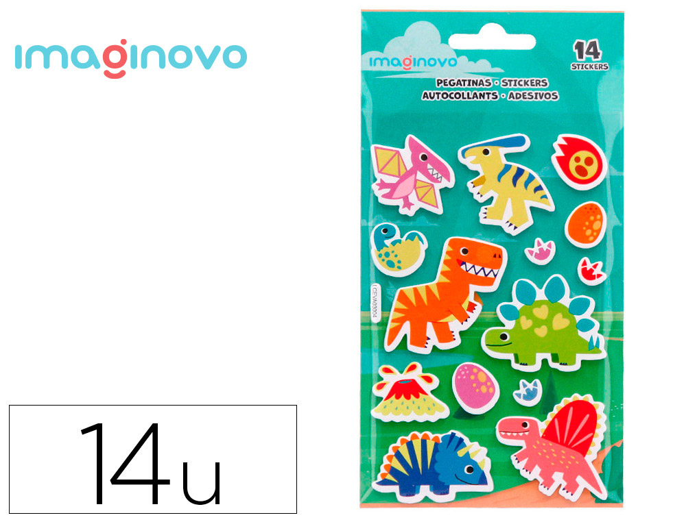 9171648g-1.jpg Autocollants imaginovo lumineux dinosaures en relif 190x105 mm sous blister – Image 1
