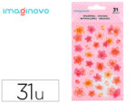 Autocollants imaginovo fleurs roses en papier 190x104 mm    sous blister
