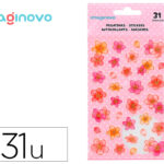 Autocollants imaginovo fleurs roses en papier 190x104 mm    sous blister