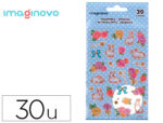 Autocollants imaginovo fleurs et lapins en papier 190x104   mm sous blister