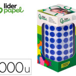 Pastille adhesive liderpapel diametre 10,5mm coloris bleu  rouleau 6000 unites boite     carton