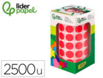 Pastille adhesive liderpapel diametre 15mm coloris rouge   rouleau 2500 unites boite     carton