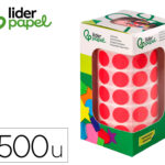 Pastille adhesive liderpapel diametre 15mm coloris rouge   rouleau 2500 unites boite     carton