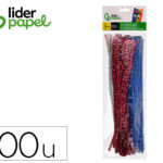 Chenilles liderpapel 30 cm de couleurs brillantes assorties sachet de 100 unites