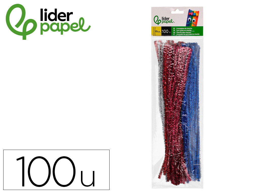 9172176g-1.jpg Chenilles liderpapel 30 cm de couleurs brillantes assorties sachet de 100 unites – Image 1