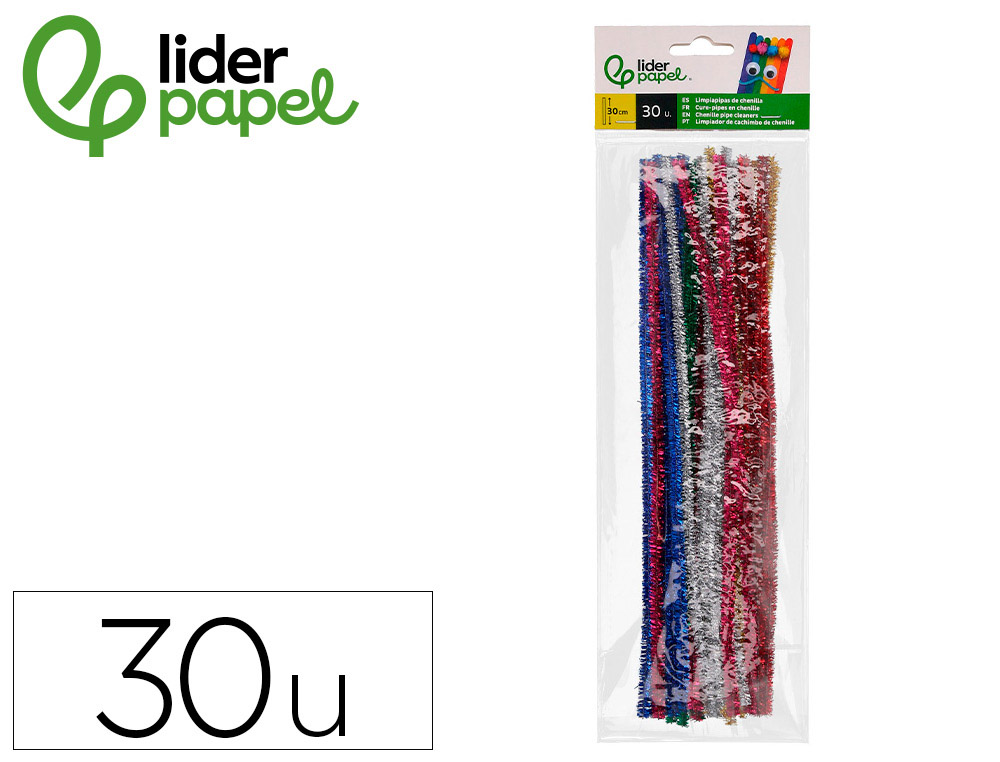 9172181g-1.jpg Chenilles liderpapel 30 cm de couleurs brillantes assorties sachet de 30 unites – Image 1