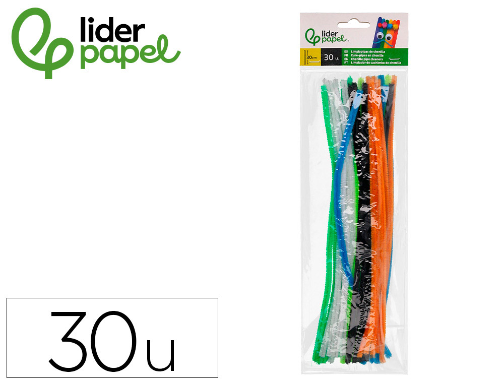 9172183g-1.jpg Chenilles liderpapel 30 cm de coloris mat assortis sachet de 30 unites – Image 1