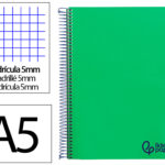 Cahier spirale liderpapel a5 micro wonder 240 pages 90g    5x5mm 6 trous 5 bandes        couleurs vert