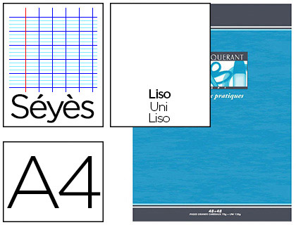 Cahier travaux pratiques piqué conquérant sept couverture offset a4 21x29,7cm 96 pages 70g 48 séyès/48 unies dessin 120g