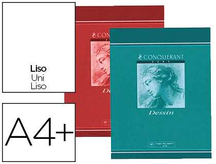 Cahier dessin conquérant sept piqué couverture offset a4+ 24x32cm 16 pages unies 120g