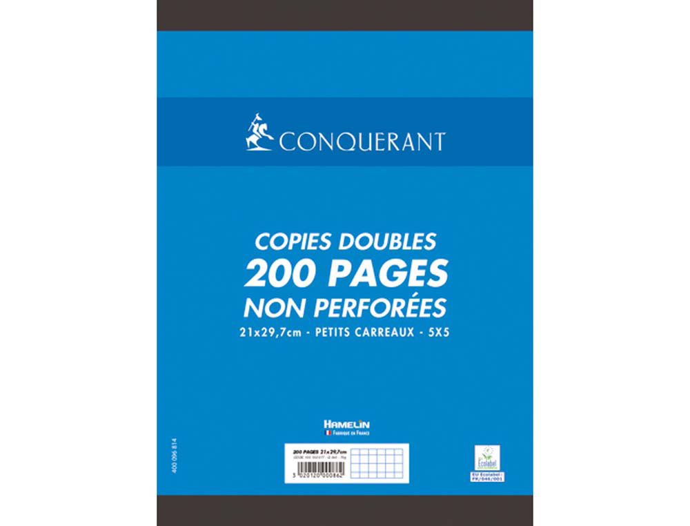 Copie double conquérant sept a4 210x297mm 200p 70g 5x5mm non perforées