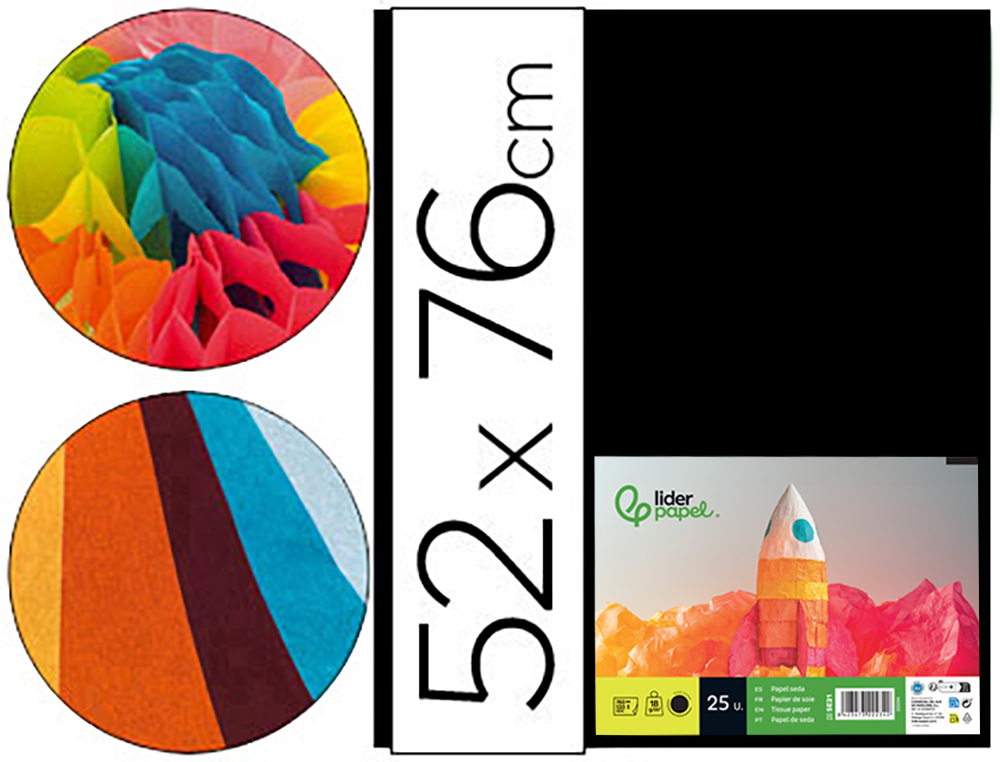 922234g-1.jpg Papier de soie liderpapel 52x76cm 18g/m2 unicolore noir sachet 25f – Image 1