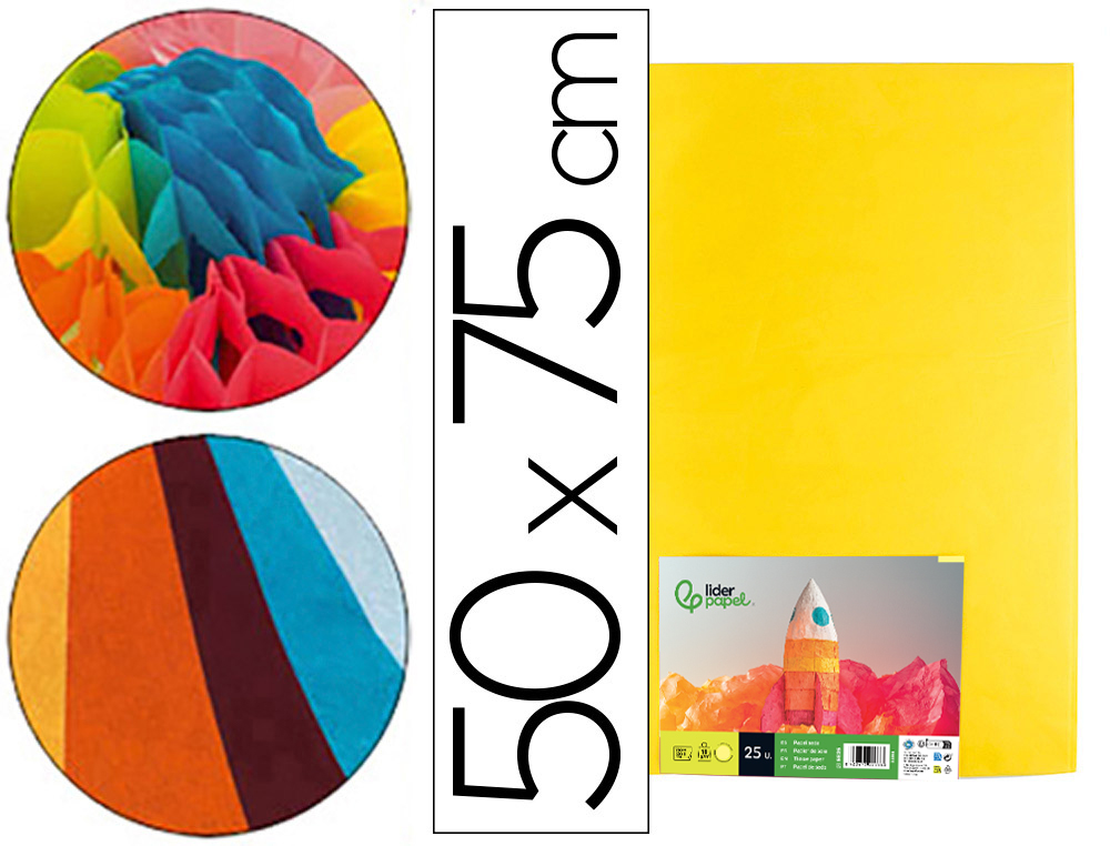 922238g-1.jpg Papier de soie liderpapel 52x76cm 18g/m2 unicolore jaune sachet 25f – Image 1