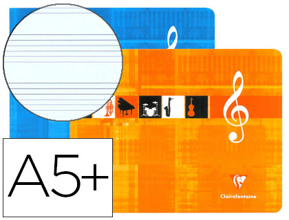 Cahier chant piqué clairefontaine papier vélin velouté couverture pelliculée 17x22cm 48 pages musique 90g 6 portées