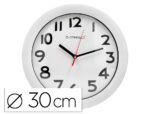 Horloge q-connect murale plastique design actuel numéros noirs fond blanc 1 pile aa non fournie diamètre 30cm blanc