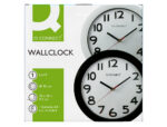 Horloge q-connect murale plastique design actuel numéros noirs fond blanc 1 pile aa non fournie diamètre 30cm noir – Image 7