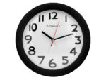 Horloge q-connect murale plastique design actuel numéros noirs fond blanc 1 pile aa non fournie diamètre 30cm noir – Image 2